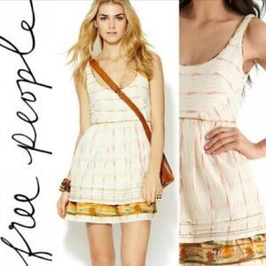 Free People Cream  Weathervane Ikat Dress Size XXS